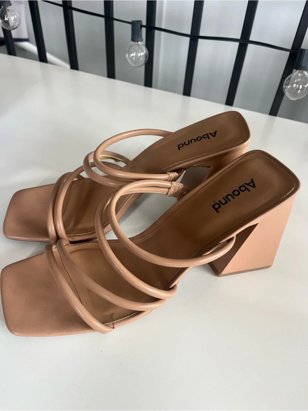 Abound Tan Multi-Strap Square-Toe Heeled Sandals